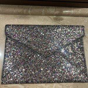 New! Rebecca Minkoff Multicolor Glitter Leo Envelope Clutch